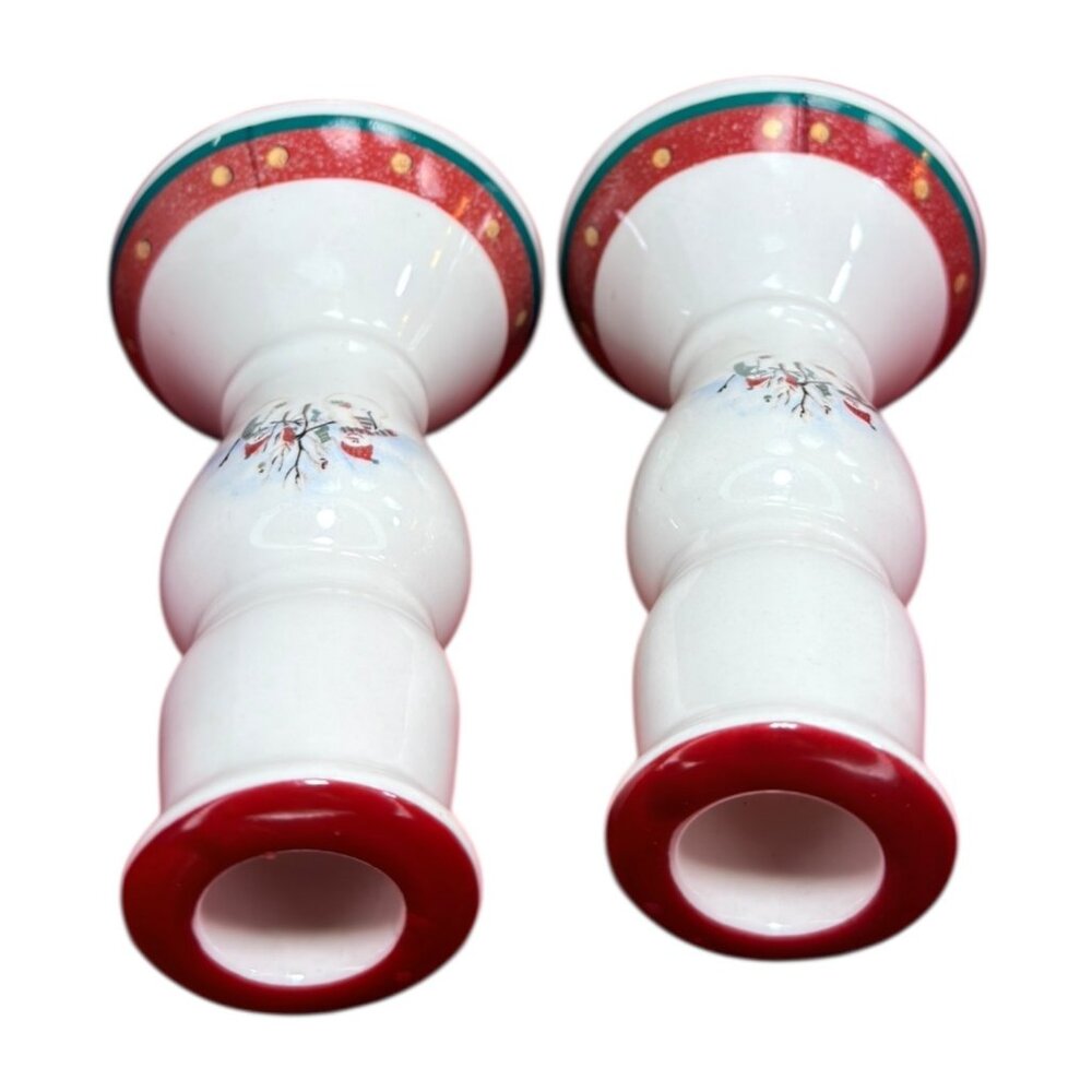 Vintage CIB Royal Seasons Ceramic Christmas Candle Holders With Snowman Design & - Picture 5 of 8